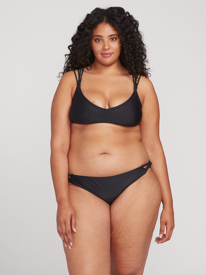 Simply Solid V Neck Bikini Top Plus Size - Black