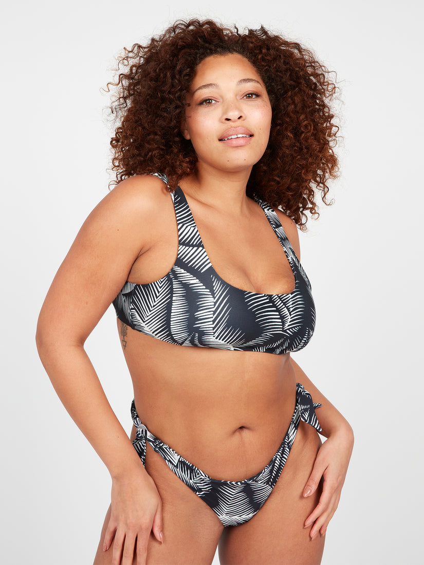 Stay Or Leaf Tie Side Hipster Plus Size Bikini Bottom - Black