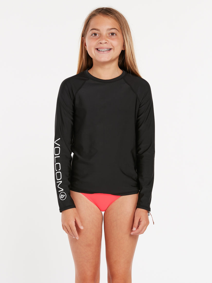 Big Girls Simply Core Long Sleeve UPF 50 Rashguard - Black (Q0322200_BLK) [F]