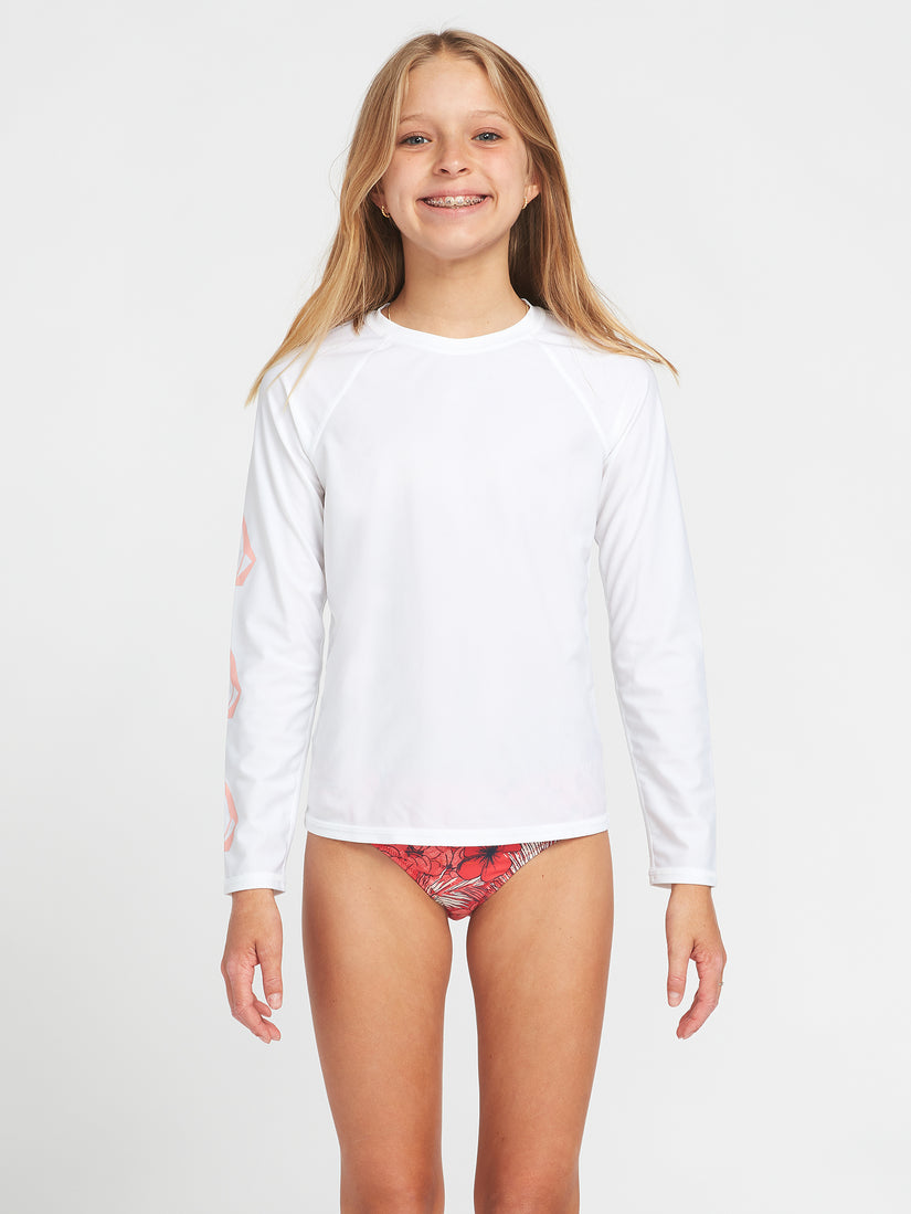 Big Girls Simply Core Long Sleeve UPF 50 Rashguard - White (Q0322200_WHT) [F]