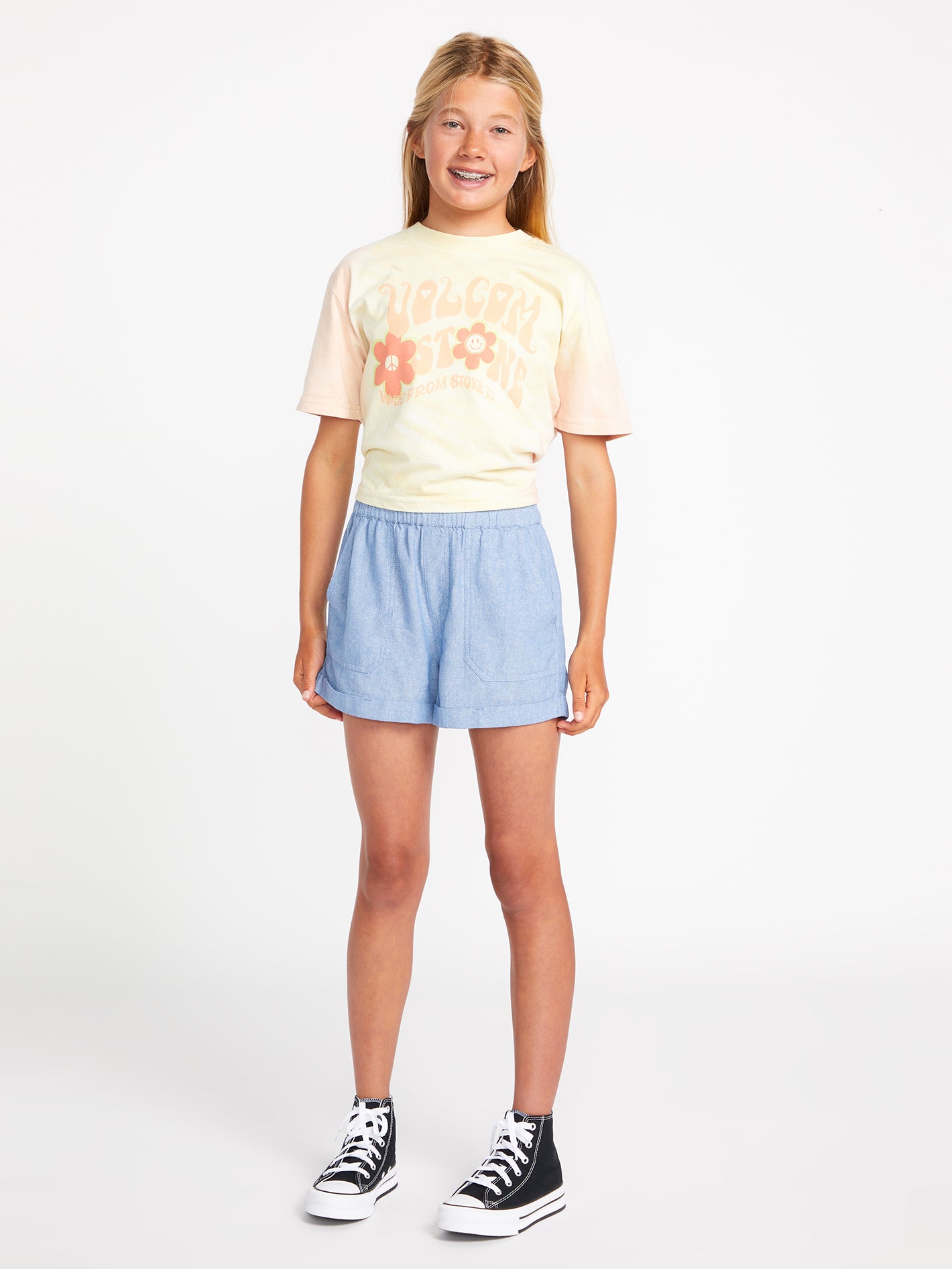 Girls Sunday Strut Shorts Blue Bird Volcom Us 9573