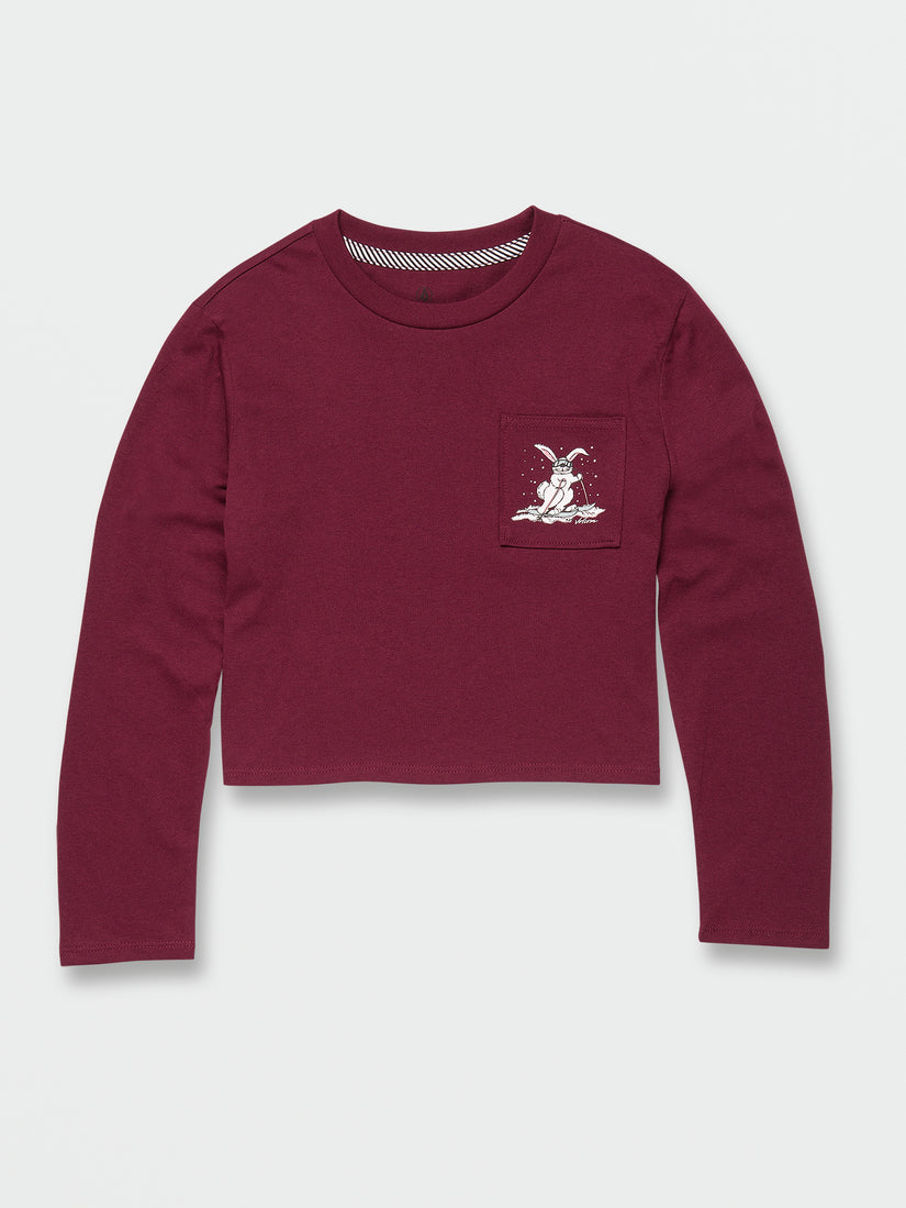 Girls Pocket Dial Long Sleeve Tee - Burgundy (R3642203_BUR) [4]