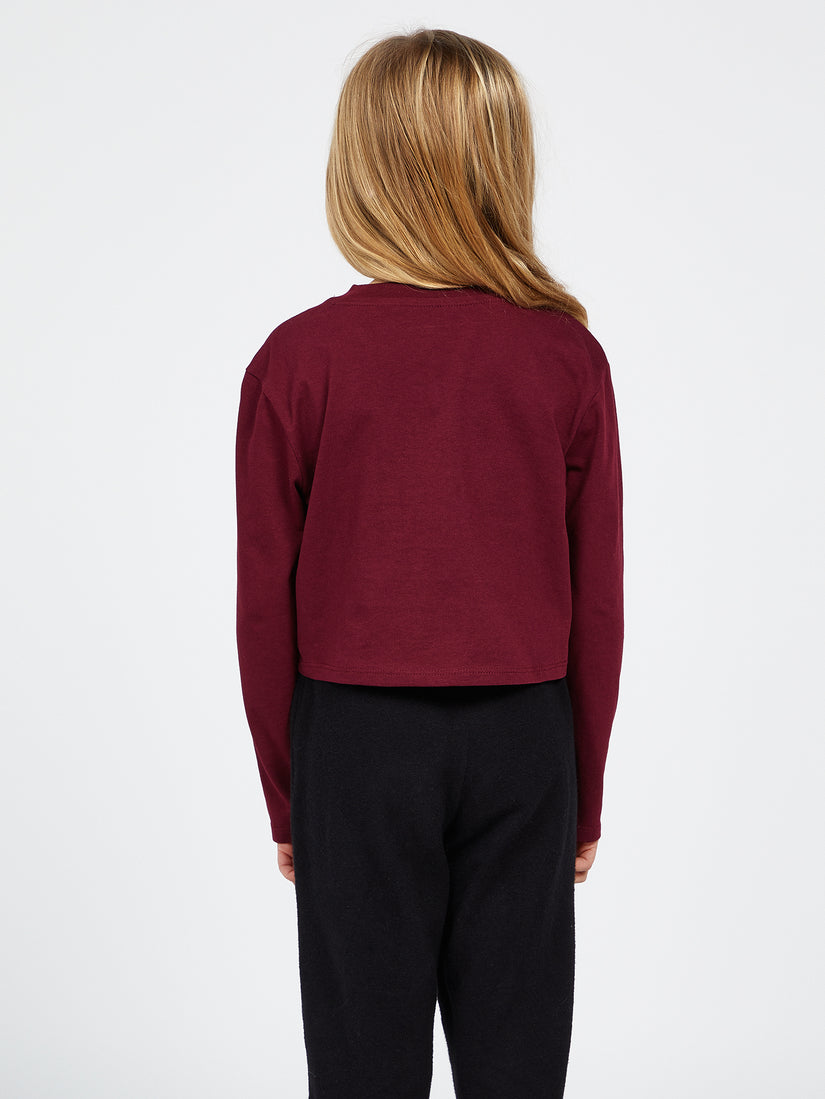 Girls Pocket Dial Long Sleeve Tee - Burgundy (R3642203_BUR) [B]