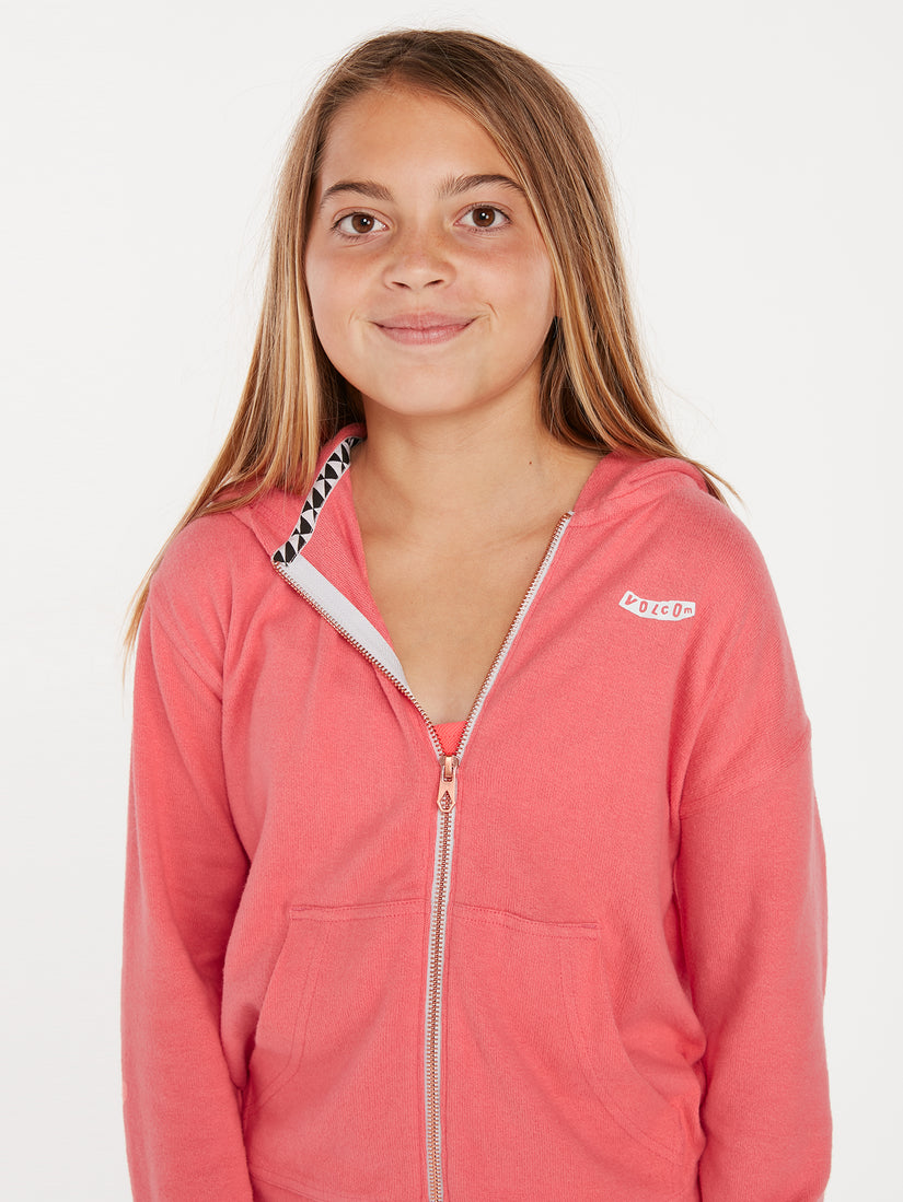 Big Girls Lived In Lounge Zip Sweatshirt - Electric Coral (R4812102_ELC) [1]