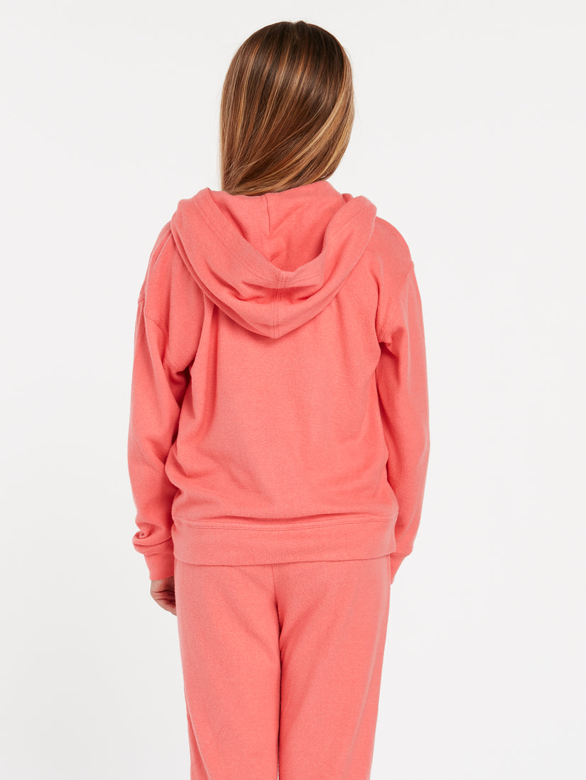 Big Girls Lived In Lounge Zip Sweatshirt - Electric Coral (R4812102_ELC) [B]