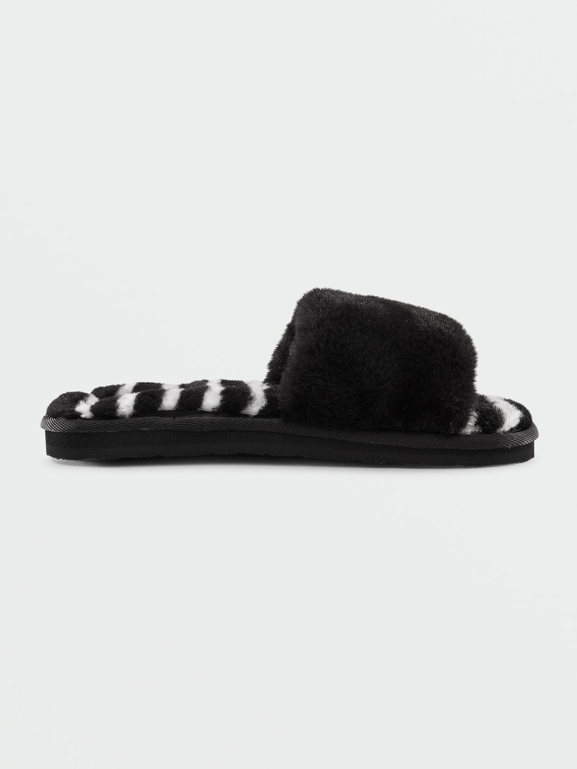 Girls Lived in Lounge Slippers - Black White