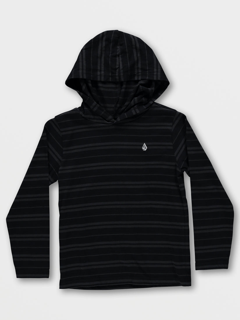 Little Boys Parables Striped Hooded Shirt - Black