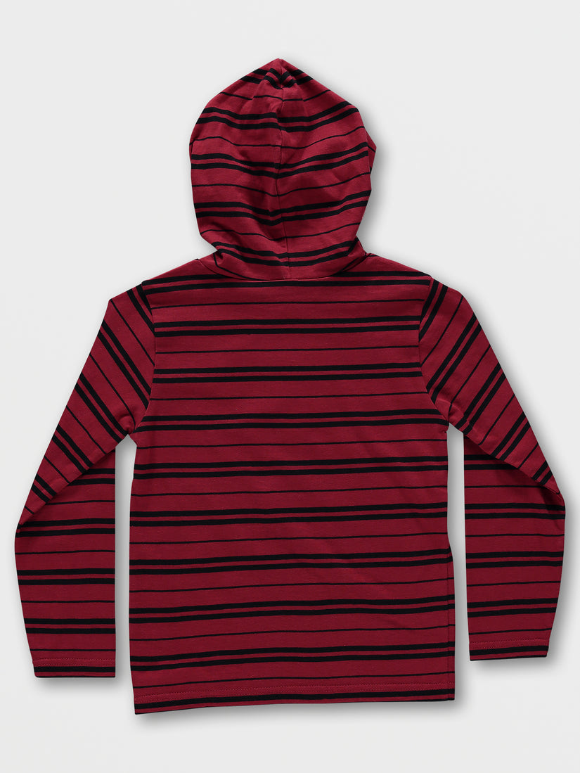 Little Boys Parables Striped Hooded Shirt - Rio Red