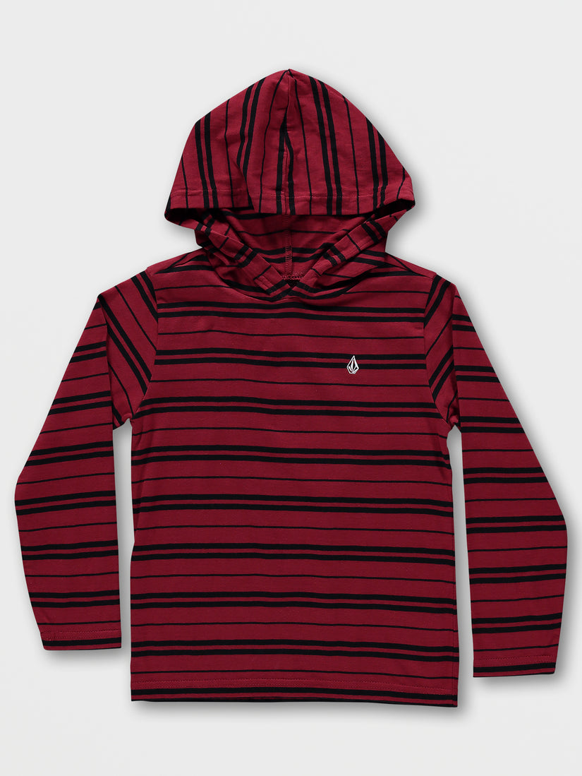 Little Boys Parables Striped Hooded Shirt - Rio Red