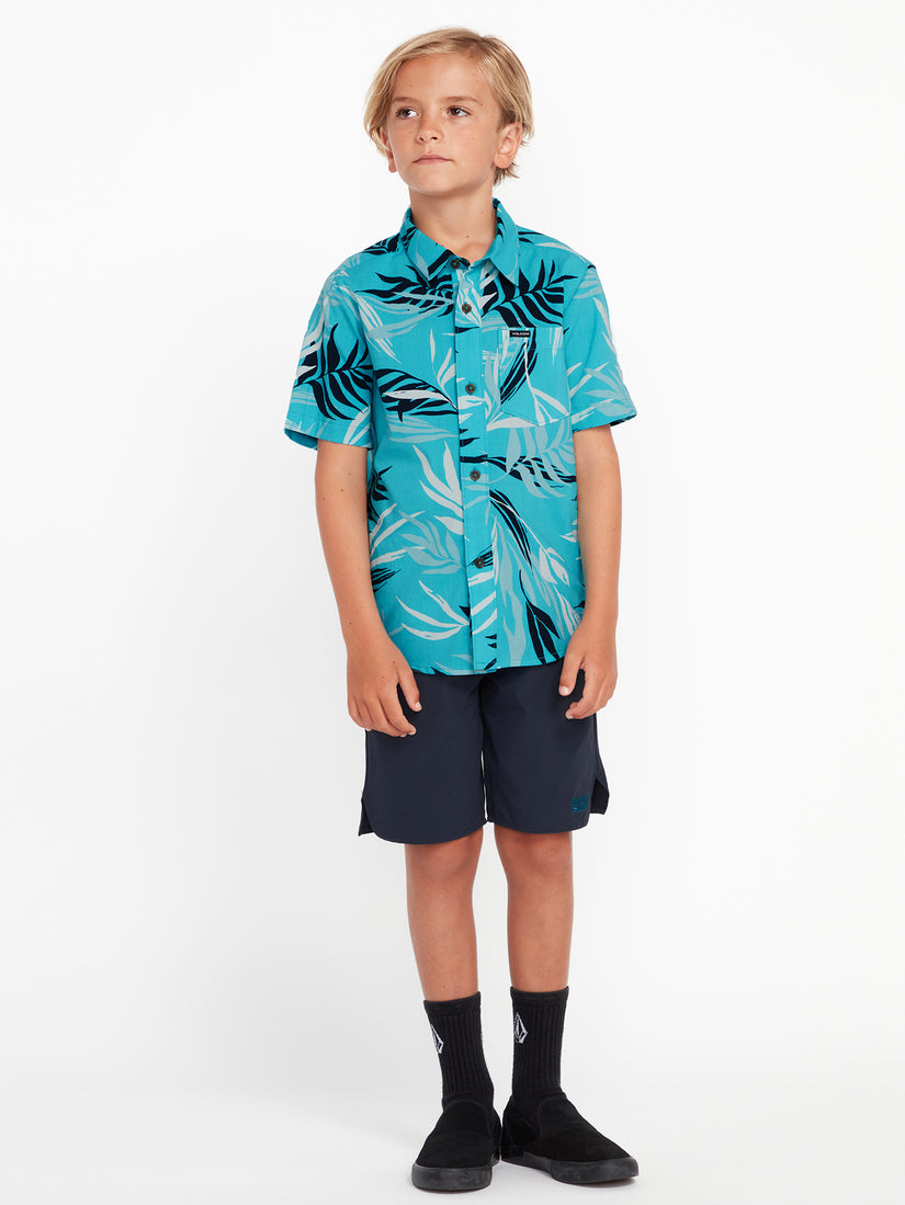 Little Boys Bleeding Leaf Short Sleeve Shirt - Electric Blue