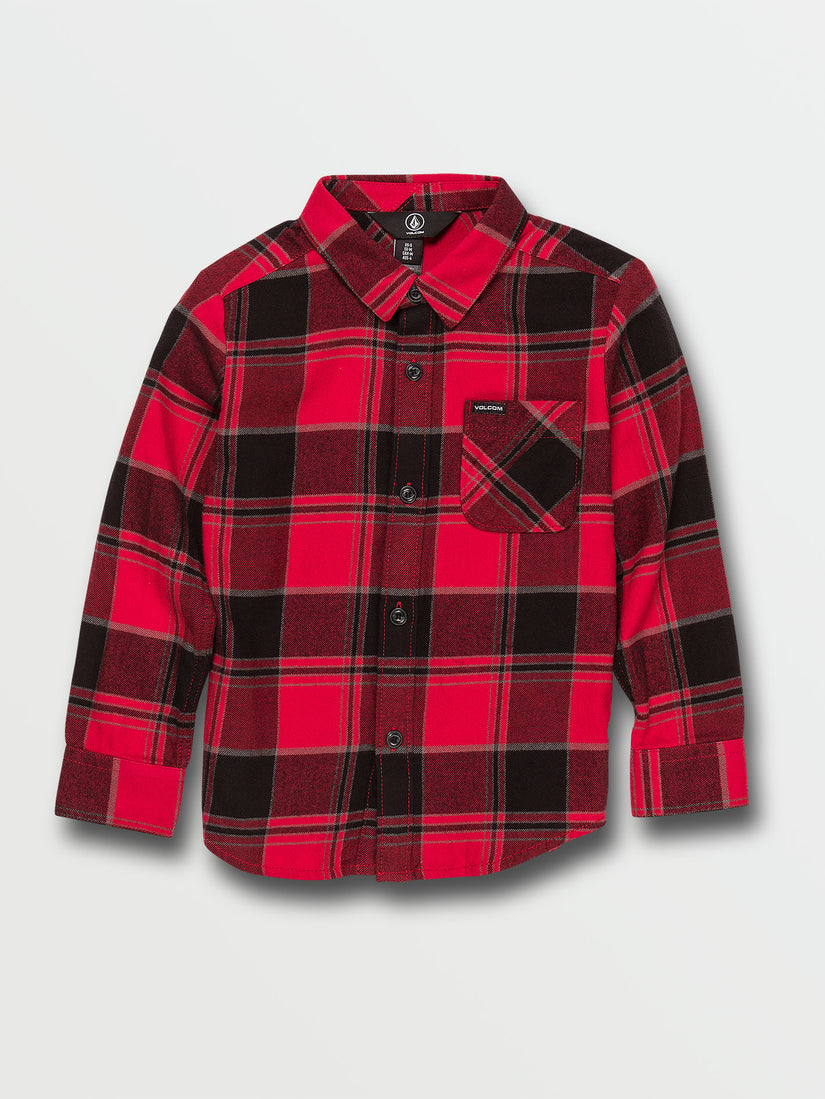 Little Boys Caden Long Sleeve Flannel - Ribbon Red