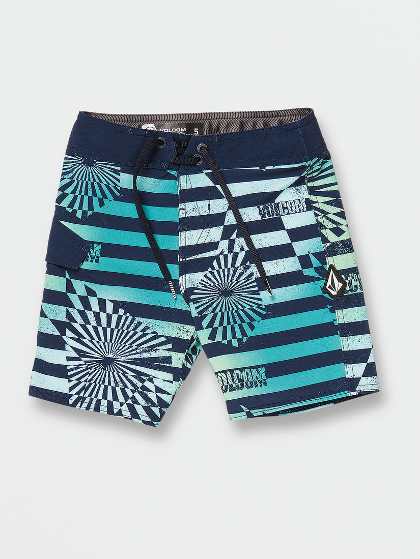 Little Boys Stone Stripe Mod-Tech Trunks - Teal Green (Y0812232_TGN) [F]