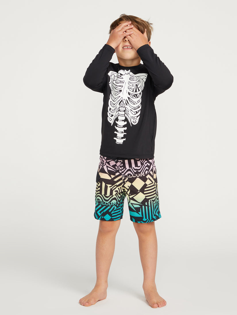 Big Boys Skeleton Short Sleeve UPF 50 Rashguard - Black (Y9322230_BLK) [16]