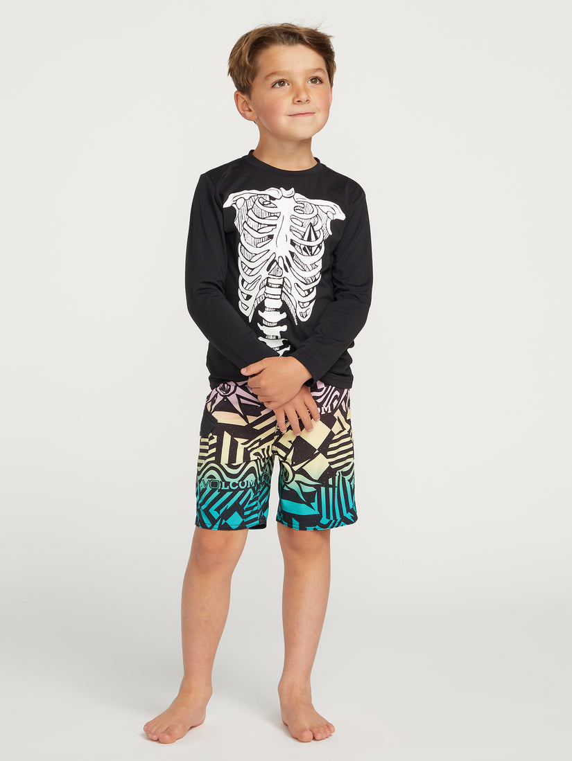 Big Boys Skeleton Short Sleeve UPF 50 Rashguard - Black (Y9322230_BLK) [24]